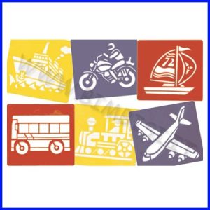 STENCIL “MEZZI DI TRASPORTO” 6 PZ C/PENN FINO AD ESAURIMENTO