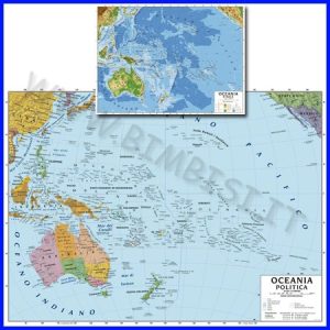 CARTA GEOGRAFICA CM.100X140 – OCEANIA BIFACCIALE DA PARETE