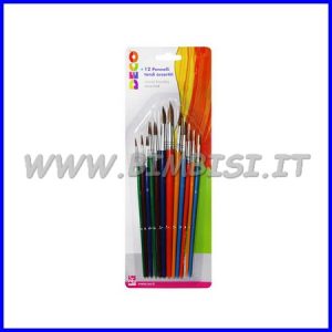 PENNELLI PELO DI BUE ASSORTITI SET 12 PZ