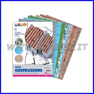 CARTA COSTRUZIONI COLLAGE ADESIVA 9 FOGLI CM.23X33 – ASS