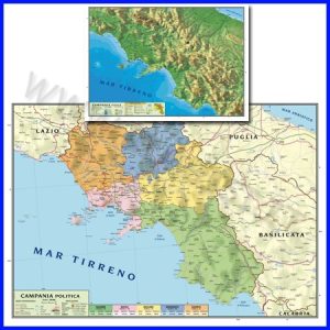 CARTA GEOGRAFICA REGIONALE CAMPANIA 100X140 BIFACCIALE DA PARETE