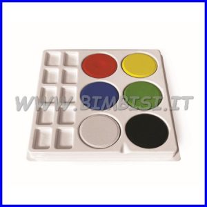 ACQUERELLO 6 MAXI PASTIGLIE + TAVOLOZZA COLORI ASSORTITI