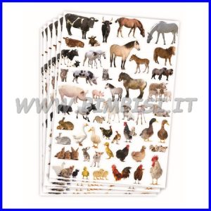ADESIVI – SET 6 FOGLI MM. 218X318 (300 PZ.) – ANIMALI FATTORIA