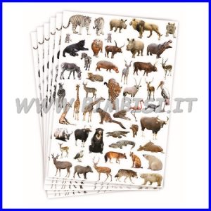 ADESIVI – SET 6 FOGLI MM. 218X318 (300 PZ.) – ANIMALI SELVAGGI
