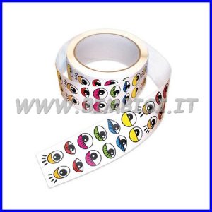 ADESIVI – ROTOLO PZ. 2000 – OCCHIETTI CARTOON DIAM. MM. 45