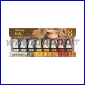 COLORI ACRILICI – SET 8 FLACONI ML. 21 – COLORI METALLIZZATI
