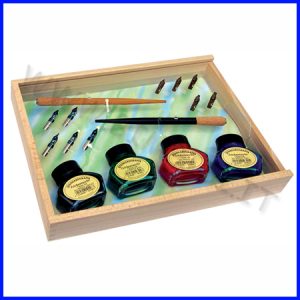SET CALLIGRAFIA – SCATOLA LEGNO CM. 29X20X5