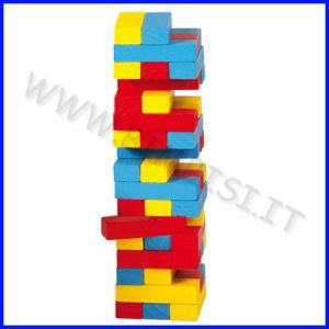 GIOCO EQUILIBRIO TORRE IN LEGNO COLORATO (45 PZ.)