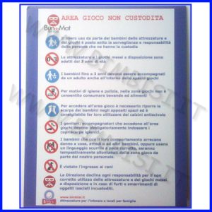 CARTELLO AVVERTENZE AREA GIOCO PERSONALIZZATO 40X50 SU FOREX 5mm